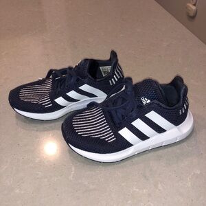 Adidas Blue and White Sneakers with Signature Stripes
